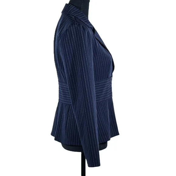 DBY Ltd. Blazer / Jacket - Dark Navy Blue - Pinstriped, Size 3/4 - Picture 4 of 9